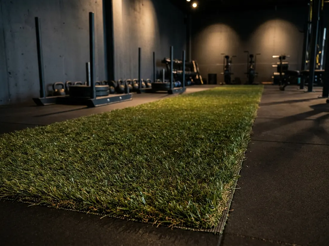 Gym turf training lane for fitness workouts