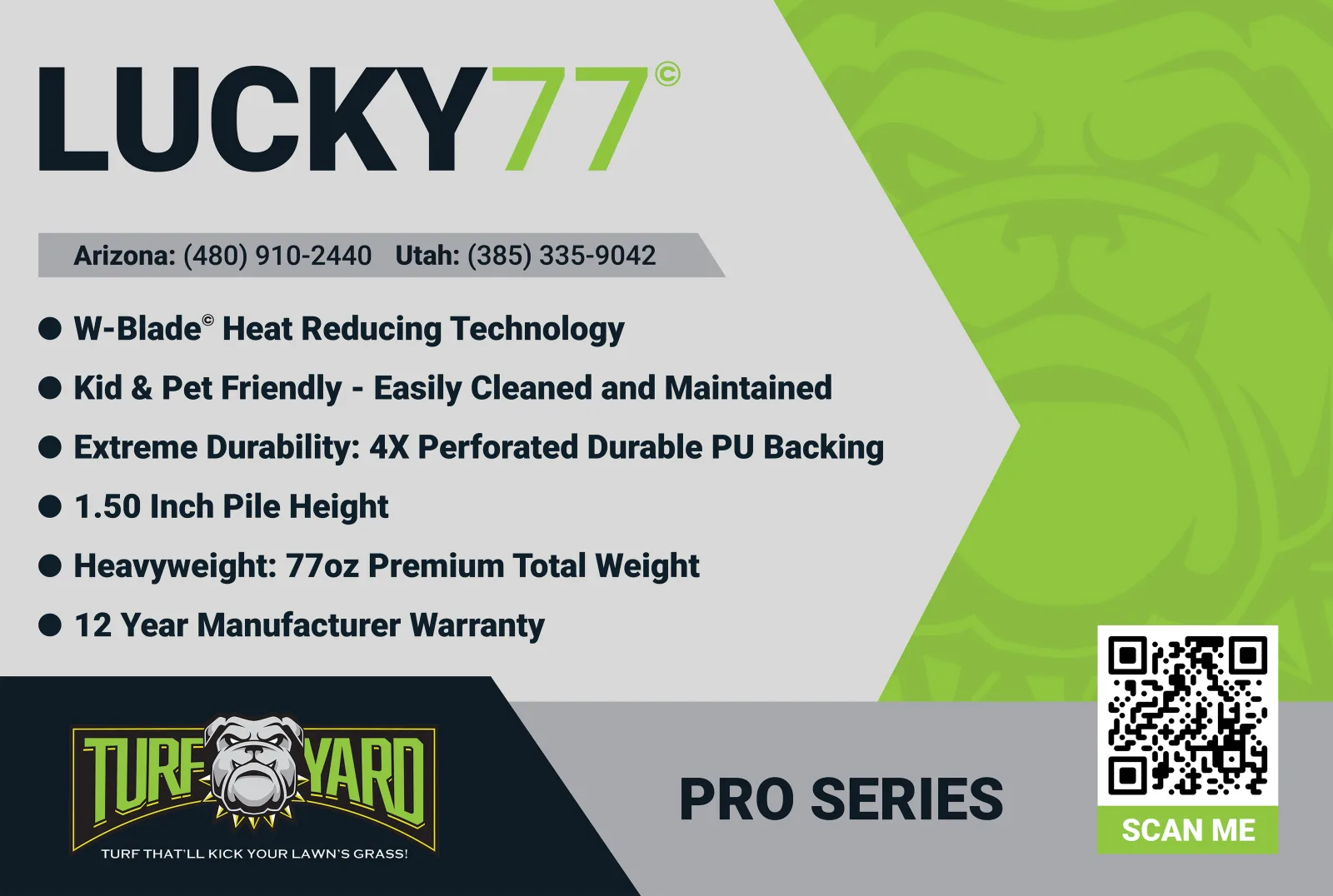 Lucky 77 artificial turf product flyer from The Turf Yard