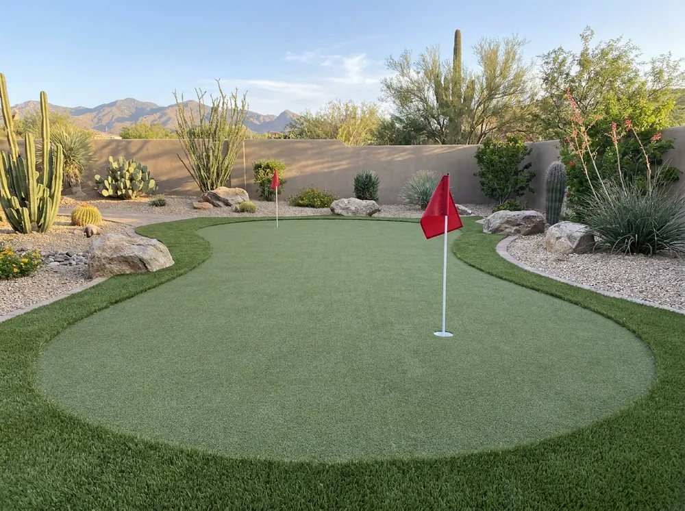Backyard putting green at a Scottsdale, AZ home