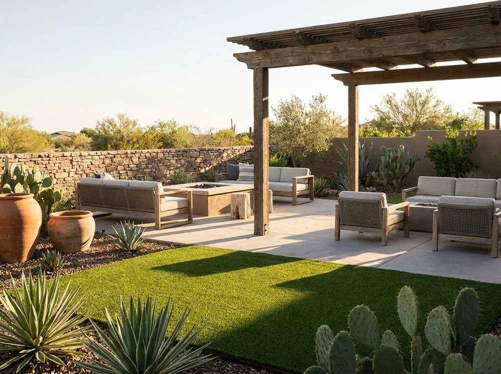Small patio artificial turf in Tempe, AZ