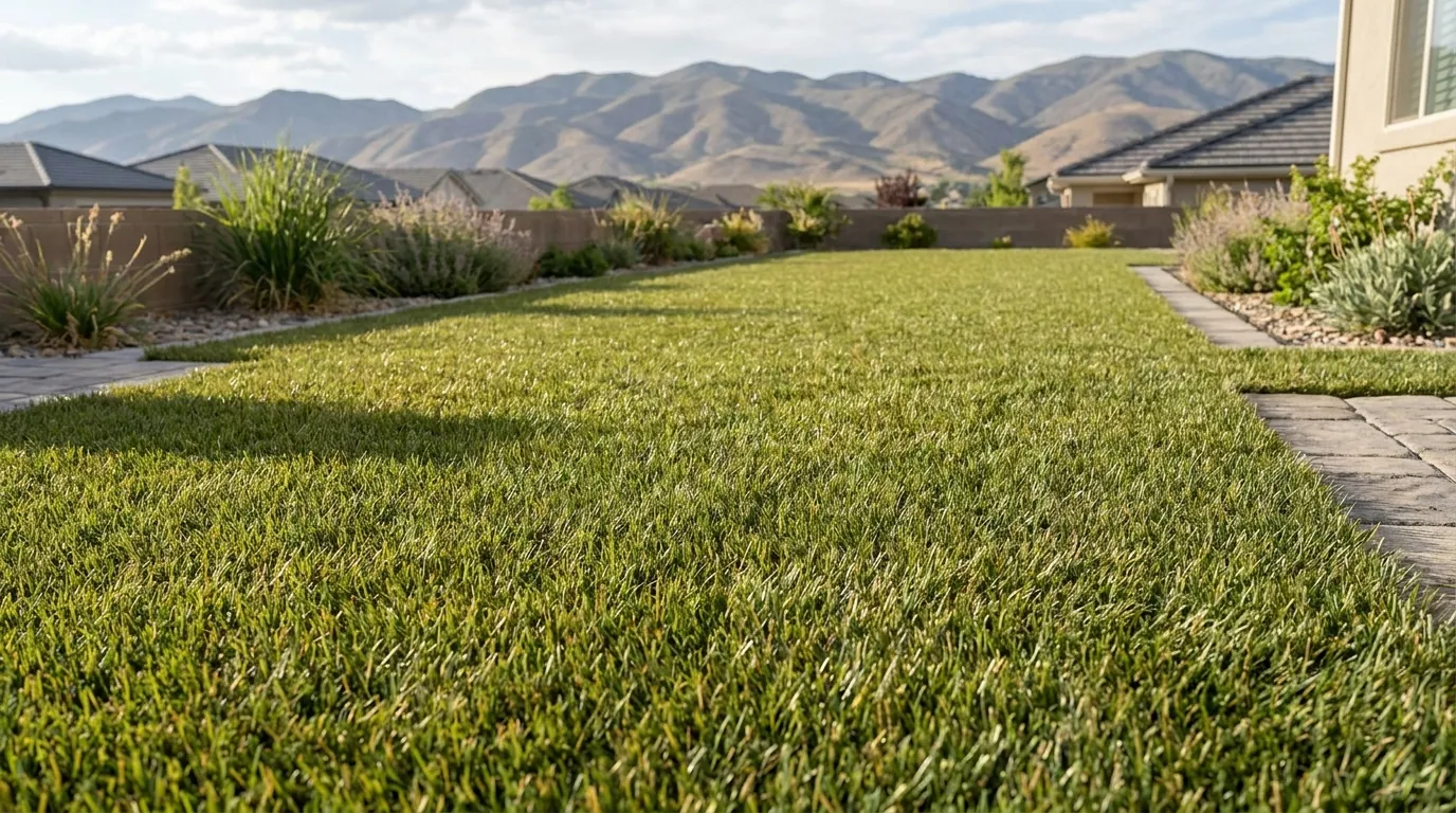 Residential artificial turf backyard in Utah