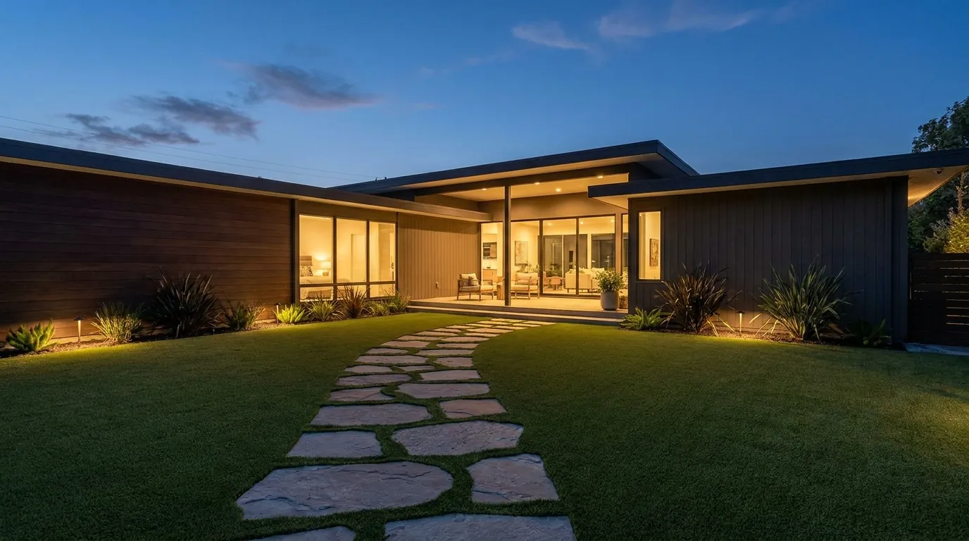 Lush artificial turf lawn in a sunny Arizona backyard